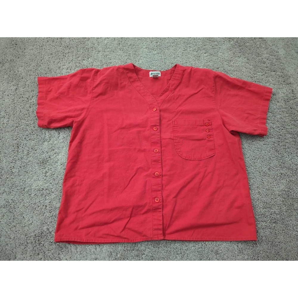 Vintage Jessica Hale Button Up Shirt Womens 16 PLUS Chest Pocket‎ Linen Blend